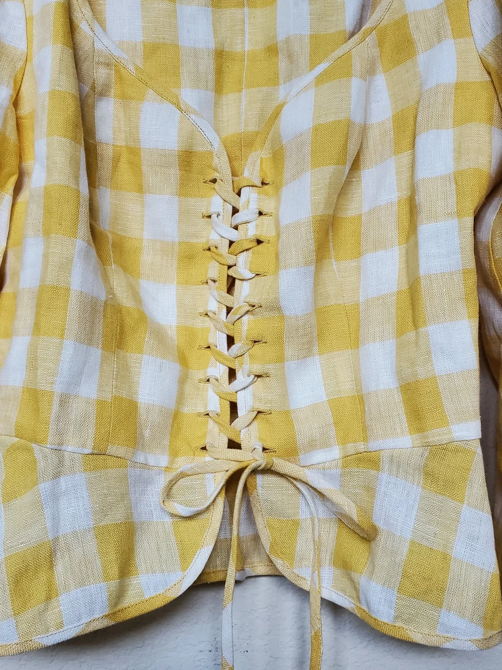 Reformation Barrett Linen Top Dandelion Check Size 6